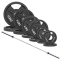 Signature Fitness 2-Inch Cast Iron Barbell Set, Including Multiple LBS Weight Plates and 6FT Barbell Set, Multiple - size: 170LB SET