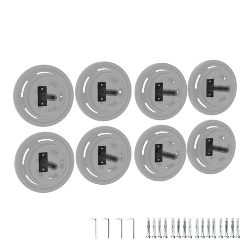 8-Pack Wall Mounted Weight Plate Holders for 1" & 2" Plates, Steel Bumper Plate Storage Rack with Rubber Pads & Hardware, Space-Saving Home Gym Wall Storage, 300 Lb Capacity - size: 1 Inch & 2 Inch