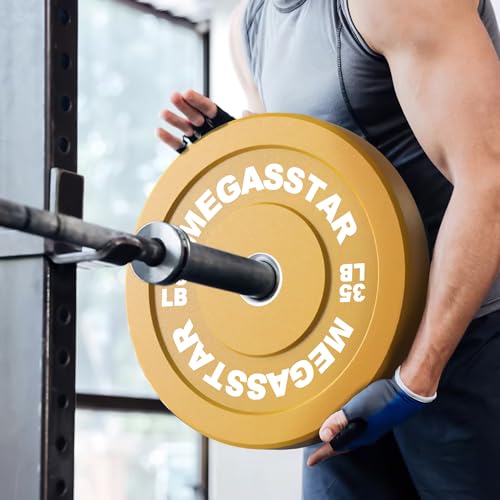 Olympic Bumper Plates, 2-Inch Rubber Weight Plates Set – Color-Coded Heavy Duty Bumper Plates for Home Gym, Strength Training & Weight Lifting - size: 70LBS SET(10LBSx2,25LBSx2)