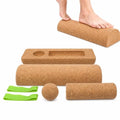 Cork Balance Board & Foot Roller Set, Ankle Strengthener for Yoga | Relieves plantar fascia tension, includes massage ball & toe resistance bands, built-in storage, physical therapy equipment