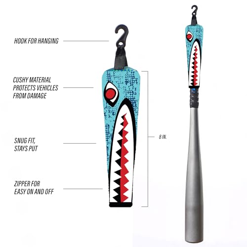 Handle Cover - Baseball Bat Cover Sleeve Protects Vehicle & Bat Grip - Batting Gloves & Helmet Companion with Zippered Hook - Softball Accessory - color: Bomber