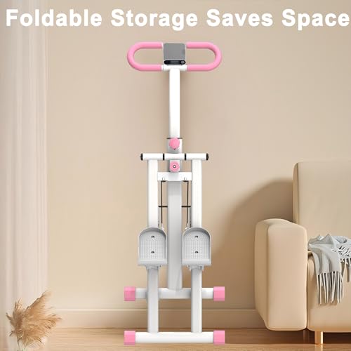 Stair Stepper for Home,Vertical Climber Workout Machine,Stair Stepper with Handlebar for Full-Body Exercise Stair Stepper with Stable Frame Adjustable Handlebar - color: Pink