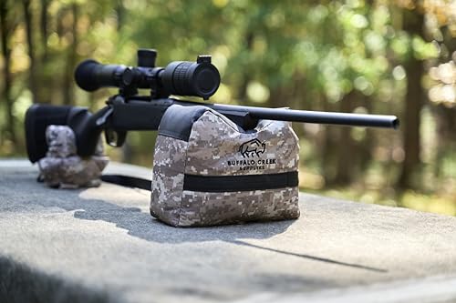 Buffalo Creek Supplies All Weather Durable Front and Rear Shooting Rest Bags, Rifle Rest Sand Bag for Bench Rest Shooting, Hunting, Target & Competitive Sports Shooting-Unfilled - color: Desert Digital