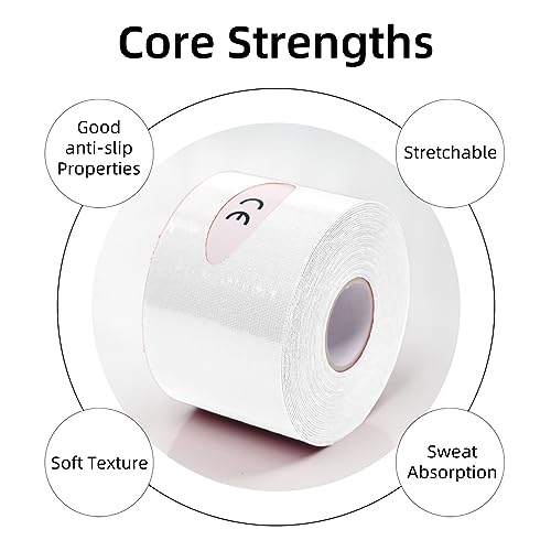 PRIOR FITNESS Aerial Hoop Tape, 5m/16.4ft x 5cm Anti Slip Lyra Hoop Grip Tape, Sweat Absorbent Stretch Textile Pole Dance Tape, No Residue Self Adhesive Hand Protective Tape for Aerial Hoop Ring - color: White
