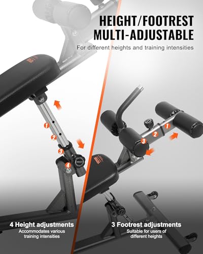 VEVOR Sit Up Bench, Folding Curved Decline Ab Bench, with 5 Adjustable Height Settings, Heavy-Duty Steel, Non-Slip Design, 500 Lbs Capacity for Home Gym Workouts, Strength Training, Full Body Muscles - size: Ab Bench/1000lbs