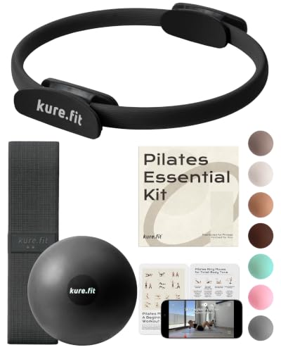 Pilates Kit for Women – Home Pilates Equipment Set with Ring, Ball & Resistance Bands | Pilates Starter Kit with Accessories in Gift Box - color: Black, style: Essential Kit - 3PC