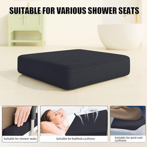 2 Pack Shower Bench Cushion, Soft Chair Pad for Elderly Bathing, Easy to Clean & Quick Dry, 4D air Fiber Material, Suitable for Shower Seat Cushion, Bathtub Baths, Poolside Rest, Black - size: Black