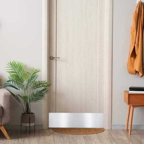 Tatuo 4 Pcs 34 x 8 Inch Door Kick Plates for Exterior Interior Bulk Doors Protection Decor Rectangular Aluminum Door Push Plate with Satin Finish (Sliver Gray) - color: Sliver Gray, size: 34 x 8 Inch
