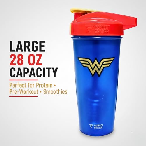 PerfectShaker ACTIV DC Comics & Justice League Series Protein Shaker | Leak-Proof, BPA-Free, Shatter-Resistant | ActionRod Mixing Technology for Smooth Blends | Gym & Sports - Wonder Woman - 828ml - color: Wonder Woman
