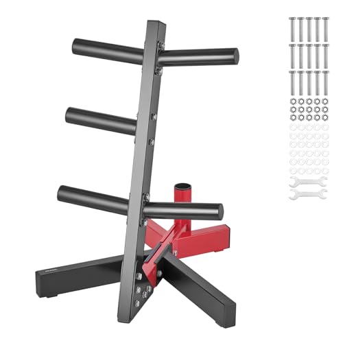 VEVOR Weight Plate Rack, Vertical Weight Plate Tree for 2-Inch Weight Plates, Standard Weight Plate Tree with Wheels, 1000 lbs Load Capacity Weight Storage Holder, Home Gym Barbell Rack Storage Stand - color: Black+Red, size: L Frame-24.8 X 32.5 IN
