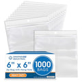 6" X 6" Heavy-Duty Square Zip Bags With Hang Hole for Displays (1000 Count) - 4 Mil Plastic Resealable Bags for Storage and Packaging - Spartan Industrial - size: 6" X 6"
