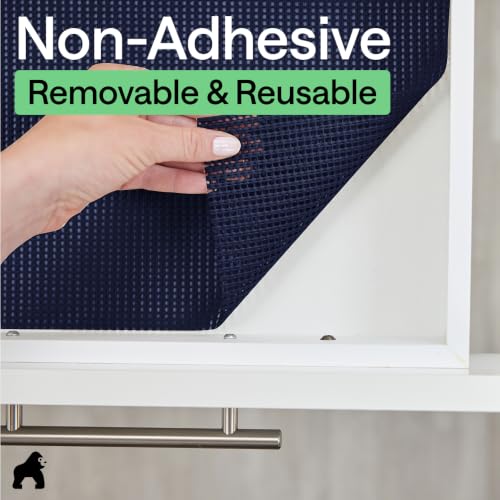 GORILLA GRIP powerGRIP Drawer Shelf and Cabinet Liner, Thick Strong Hold, Non-Adhesive Liners Protect Kitchen Cabinets and Cupboard, Bathroom Drawers, Easy Install, Breathable Mat, 12" x10', Navy Blue - color: Navy, size: 12" X 10', style: 12" x 10'