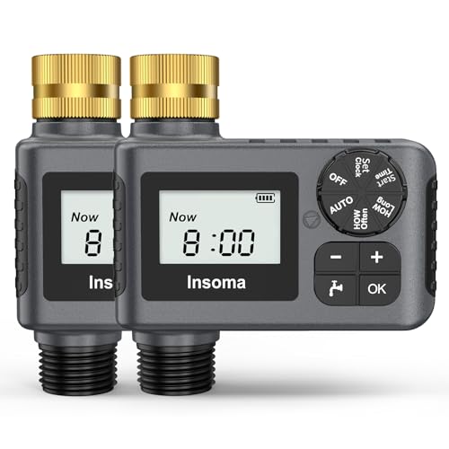 2 PCS Water Timer with Brass Inlet, Water Sprinkler Timer with Rain Delay/Manual/Automatic Drip Irrigation and Lawn Watering System for Yard - size: 1 Outlet