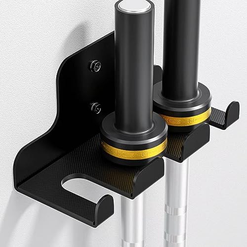 JNIHEEP Olympic Barbell Hanger,Garage Gym Bar Wall Rack,Vertical Barbell Mount Rack,Black Powder Coated,Space Saving Commercial or Home Gym Accessory,Holds Under 33mm Bar Size - color: Black 3Hooks
