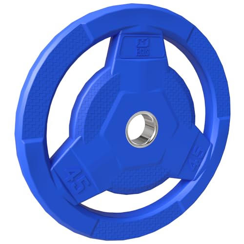 Color Coded 2-Inch Rubber Coated Olympic Grip Plate for Barbell,Solid Cast Iron Weight Plates for Strength Training, Weightlifting, Home Gym, 2.5/5/10/15/25/35/45 LB, Single and Pair - color: 45LB-SINGLE