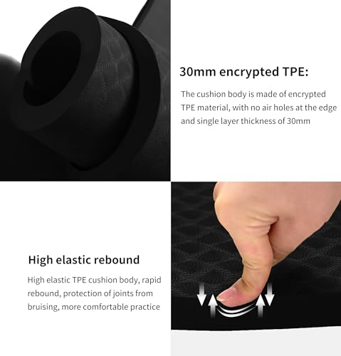 nuveti Large Exercise Mat - 15mm/20mm/30mm Thick Yoga Mat | Workout Mat for Fitness, Yoga, Pilates, Stretching & Floor Exercises for Women & Men with Free Carrying Bag - color: Black, size: 183X80X30MM