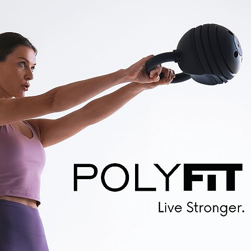 Polyfit Adjustable Kettlebell Set - 5-in-1 Weights for Home Gym - color: BLACK - 40 LB