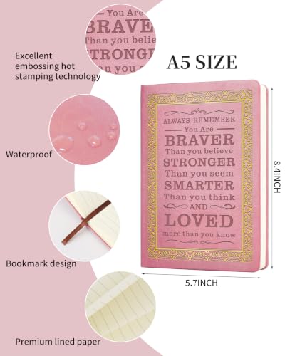 JOHSBYD Pink Journal for Women - A5 Lined Hardcover Notebook and Diary for Teen Girls, 200 Pages 100GSM Bleedproof Paper, Inspirational Back to School College Supplies(Pink) - color: Pink