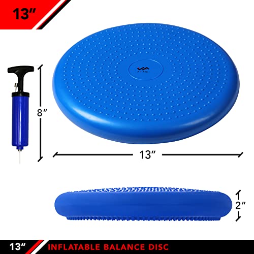 JFIT Inflatable Balance Disc - 13" or 26" Large Wobble Cushion Trainer - Durable Exercise Balance Pad for Coordination, Stability, and Core - Home, Gym, and Pet Training - style: 13-Inch - Blue