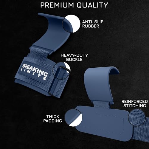 Breaking Limits Lifting Hooks for Weight Lifting (Pair) - Wrist Hooks for Weightlifting, Gym, Deadlifts & Pull-Ups– Hook Lifting Straps - Hook Grips for Men & Women