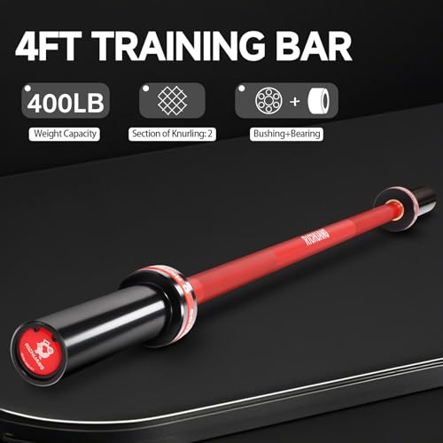 Ceramic Olympic Barbell 4/5/6FT – Short 2" Bar for Home Gym | Alloy/A3/45 steel. 400-500LB. 28mm knurled grip. Brass bushings. Squat, bench, deadlift, hip thrust. Fits standard plates. - color: Red, size: 4FT-400LBS