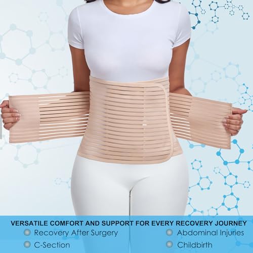 Postpartum & Post Surgery Abdominal Binder. Postpartum Belly Band | Belly Support Recovery after C-Section, Natural Birth, Hysterectomy, Hernia Belt (Beige,XL) - color: Beige, size: X-Large