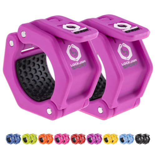 Lock-Jaw Barbell Collars Sport Olympic Barbell Clamps 2 Pcs – Heavy Duty Bar Clamps for 2” & 50mm Olympic Bars – Secure Weight Bar Clamps for Strength Training & Home Gym Accessories – Purple - color: Purple