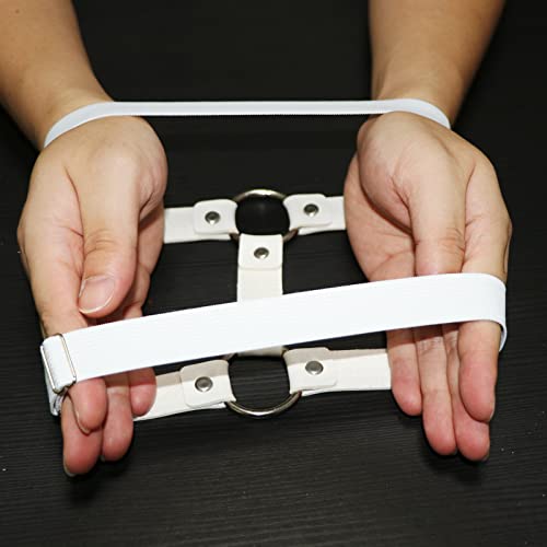 Adjustable Elastice 2 Rows Leather Leg Harness Garter Belt Punk Gothic Thigh Ring Garter - color: White