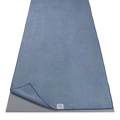 Gaiam Yoga Mat Towel Microfiber Mat-Sized Yoga Towel for Hot Yoga - color: Blue Shadow, size: 1 Towel