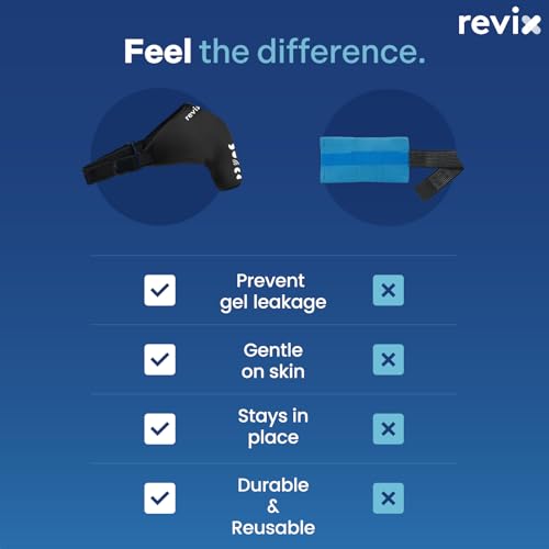 REVIX Shoulder Ice Pack Wrap for Rotator Cuff Cold Therapy, Premium Solid Gel Ice Pack for Shoulder with Soft Lycra, Reusable Shoulder Brace Ice Sleeve for Men Women Post-Workout Recovery & Discomfort - size: Standard, style: Basic