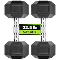HANDBODE Hex Dumbbell Set of 2, Rubber Encased Fixed Dumbbells, 2.5-65 lb | Non-Slip Comfortable Handles, Hand Weights for Strength Training, Ideal for Home Gym Workouts - size: 22.5 lb, Pair, style: Chrome Handle