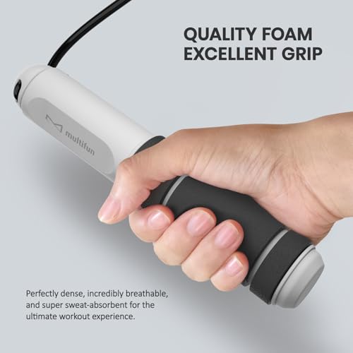 multifun Digital Jump Rope with Smart Counter & Timer - Adjustable Speed Skipping Rope for Fitness, Weight Loss, Boxing, MMA - Tangle-Free Ball Bearings & Anti-Slip Handles for Men, Women, Kids.(Check 2026 New Evolution for 3s Rope Swap) - color: Black