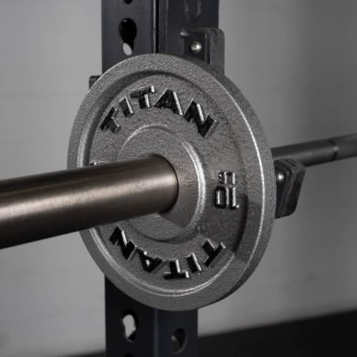 Titan Fitnes Cast Iron Olympic Plates, Classic Weight Plate Design, Hammer Finish - size: 10 LB Pair