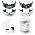 Piemow 4 Pcs Mouth Guard, Religious Faith Cross Sports Mouthguard with Case | Mouth Guards Braces for Football Boxing Basketball Lacrosse Hockey and All Contact Sports - color: Black/White