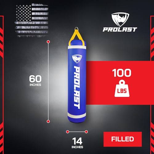 Heavy Punching Kicking Bag for Adults, Boxing, MMA, Martial Arts, Muay Thai, Strength Training Equipment, Filled, 5ft, 100 lbs, Vertical Logo - color: Blue, size: Filled