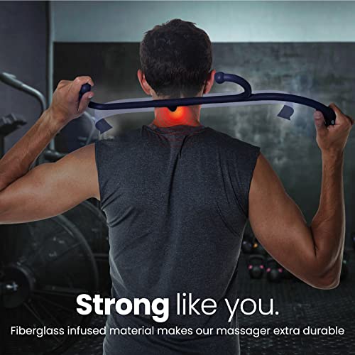 LiBa Back and Neck Massager Trigger Point Hook Therapy Tool Navy | Manual massage hook for pain relief, handheld back neck shoulder massager targets trigger points, ergonomic therapy - color: C. Navy
