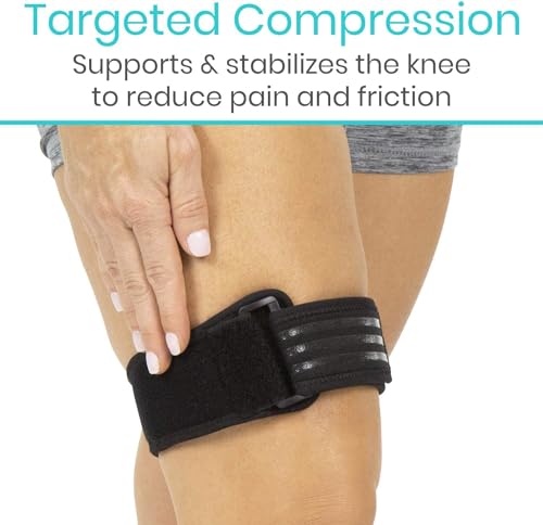 Vive IT Band Strap - Iliotibial Band Compression Wrap - Outside of Knee Pain, Hip, Thigh & ITB Syndrome Support - Neoprene Brace for Running and Exercise - Athletic Stabilizer for Men, Women - style: Single