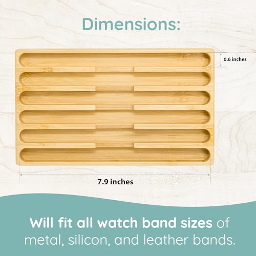 Wooden Watch Band Organizer - Works with All Apple Watch Bands - Watch Band Holder - Wooden Watch Stand Display - Compatible with All Apple iWatch Bands - Solid Wood Design - color: Bamboo