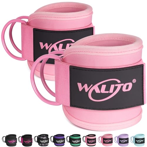 WALITO Gym Ankle Straps for Cable Machines Women & Men - Glute Kickback Ankle Cuff, Adjustable Cable Machine Accessories for Leg Extensions, Hip Abductors & Lower Body Workouts - color: Pair - Pink