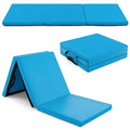 Goplus Folding Gymnastics Mat, 6’ x 2’ x 2’’ Thick Tri-Fold Exercise Tumbling Mat w/Carrying Handles, Hook & Loop Fastener, Gym mats for Home Fitness Yoga Aerobics Workouts Martial Arts - color: Blue