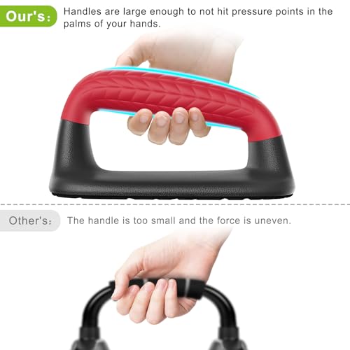 SELEWARE Push Up Bars Pushup Stands Handstand Bars, Soft Rubber Handle Provide Comfy Grip, Fit for Calisthenics, Fitness, Floor strength training, Stable and Sturdy Construction Support 500 lbs - color: A: Black & Red