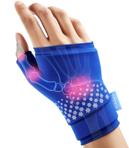Thumb & Wrist Hot Cold Ice Pack Wrap, Fits Either Hand, Size L | 3D Thickened Reusable Gel Pad, Ergonomic Fit, Long Hot & Cold for Carpal Tunnel, Arthritis, Tendonitis, Post-Surgery - size: L