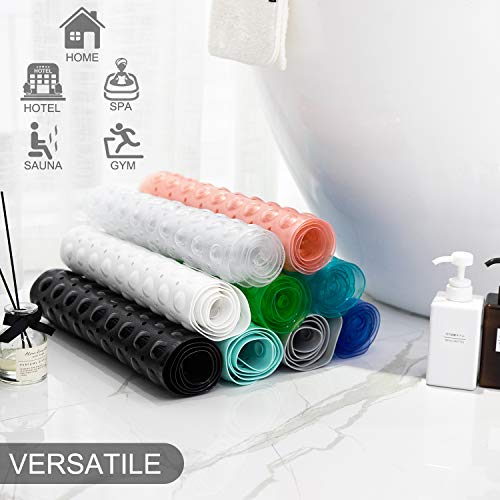 TEESHLY Bathtub Mats for Shower Tub, Extra Long Non-Slip 39 x 16 Inch Bath Mat with Drain Holes and Suction Cups, BathMat for Bathroom with Machine Washable (Clear) - color: Clear