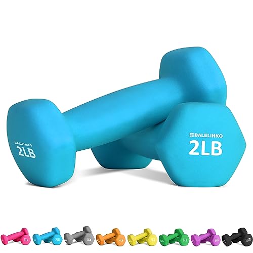 Balelinko Home Gym Equipment Workouts Strength Training Weight Loss Pilates Weights Yoga Sets Weights for Women, Men, Seniors and Youth - color: Blue, style: 2 LB, Pair