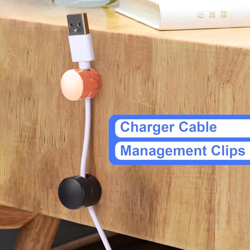 SmallCat 3 Sets Charger Holders for Cords, Adjustable Cable Anchor Holders, Adhesive Metal Cord Clips, Cable Management Wire Organizers for Desk, Office, Nightstand - Matte Black, White, Rose Gold - color: Matte Black, White, Rose Gold, size: 3 Sets