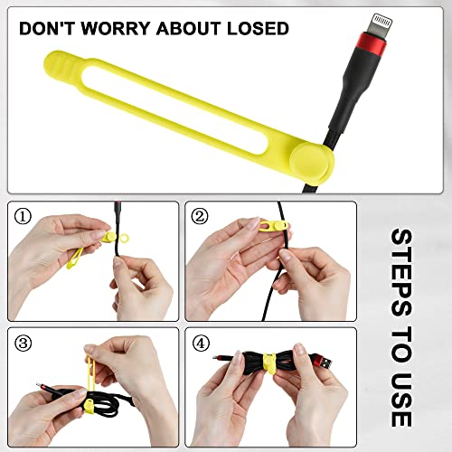 50Pcs Silicone Cable Ties Cord Organizer for Bundling Earphone, Phone Charger, Computer Cords, Reusable Wire Organizer Cable Management in Home,Office,Kitchen,School (5 Colors) - color: 50pcs-multicolor, size: 4.2 Inch