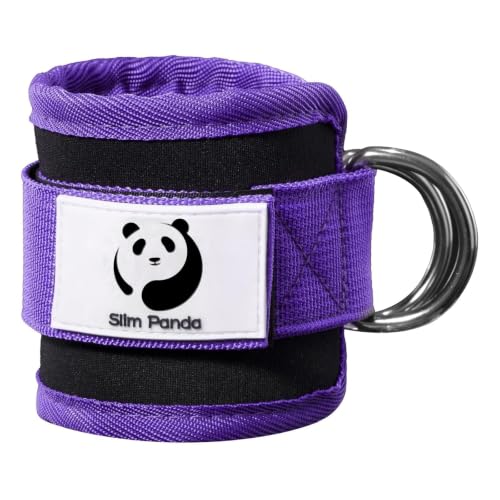 Slim Panda Ankle Strap for Cable Machine,Ankle Cuff for Kickbacks, Booty Hip Abductors,Glute Workouts, Leg Extensions, Curls for Men and Women, Adjustable with Double D-Rings - color: Purple, style: Single
