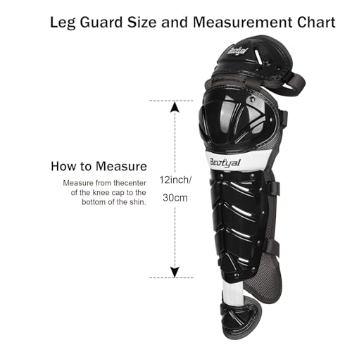 Baseball Softball Catcher Leg Guards Shin Guards for Youth Adult - size: 12"-Youth Black