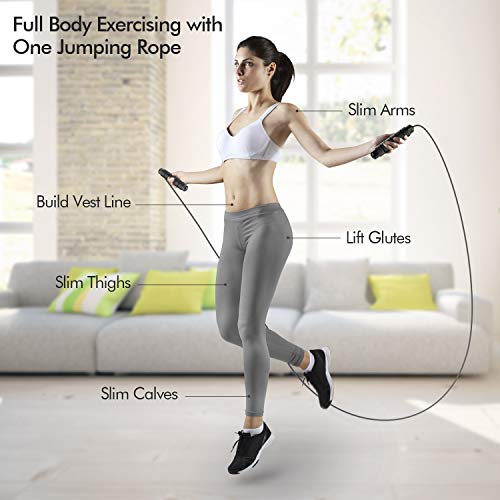 Jump Rope, Tangle-Free Rapid Speed Jumping Rope Cable with Ball Bearings for Women, Men, and Kids, Adjustable Steel Jump Rope with Foam Handles for Home Gym Exercise Fitness Workout Equipment & Slim Body - color: Black