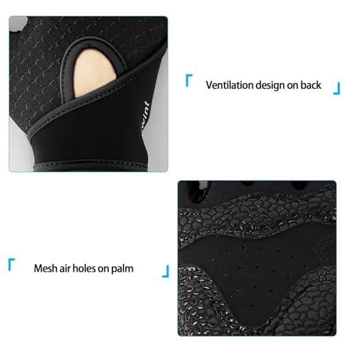 Luwint Kids Workout Gloves, Ventilated Grip Exercise Gloves for Boys and Girls Weightlifting Hanging Gym, Children 3-12 Years - color: Black, size: Large
